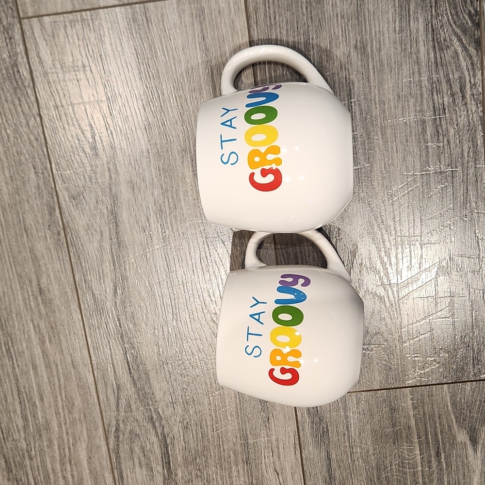 EUC Prima Design Stay Groovy Set of 2 Coffee/Tea Mugs